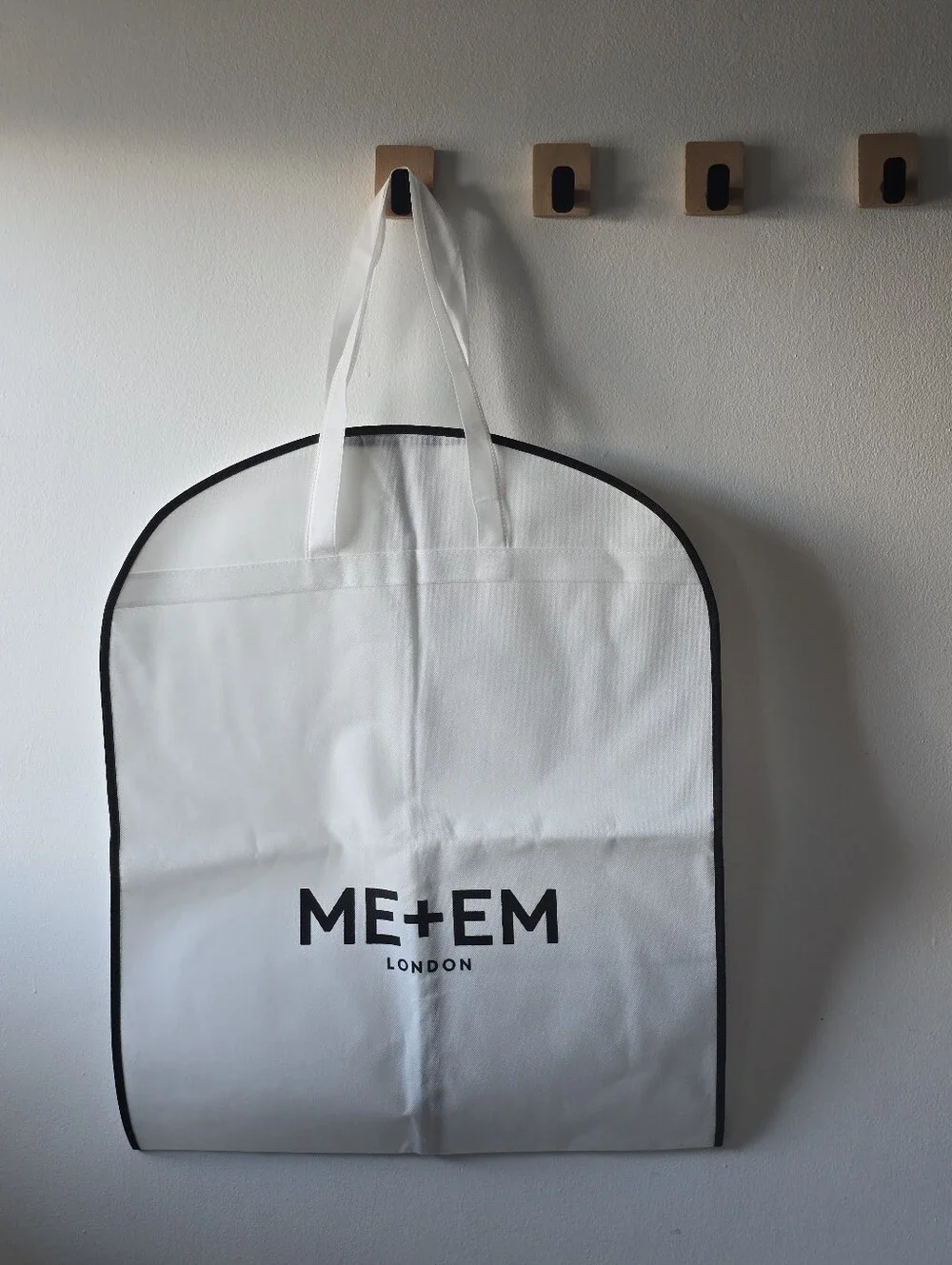 ME+EM London White Garment Bag with Black Trim